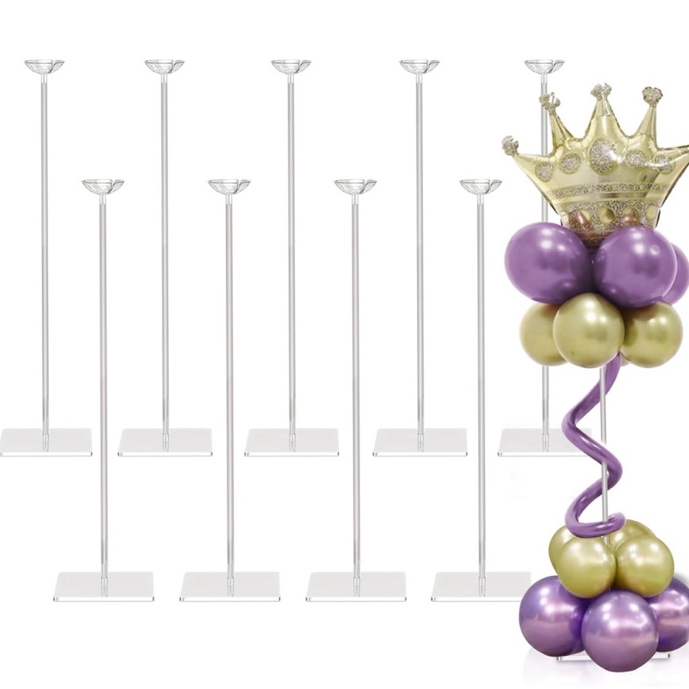 23.6” Height Clear Acrylic Balloon Stand/Table Centerpiece Decoration, Set of 10